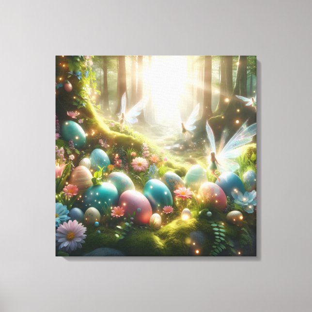 Mystical Forest Fairy Magical Spring Eggs Canvas Print (Front)
