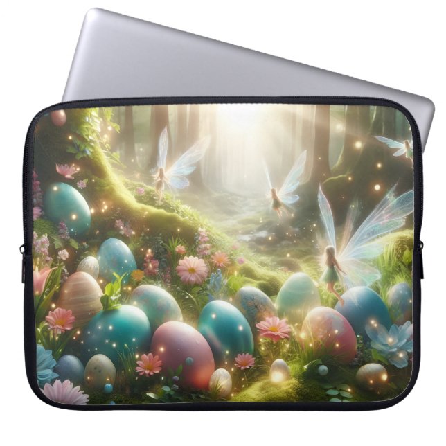 Mystical Forest Fairy Magical Spring Eggs Laptop Sleeve (Front)