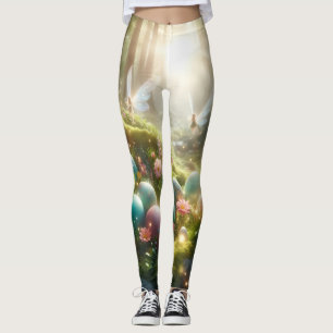 Mystical Forest Fairy Magical Spring Eggs Leggings