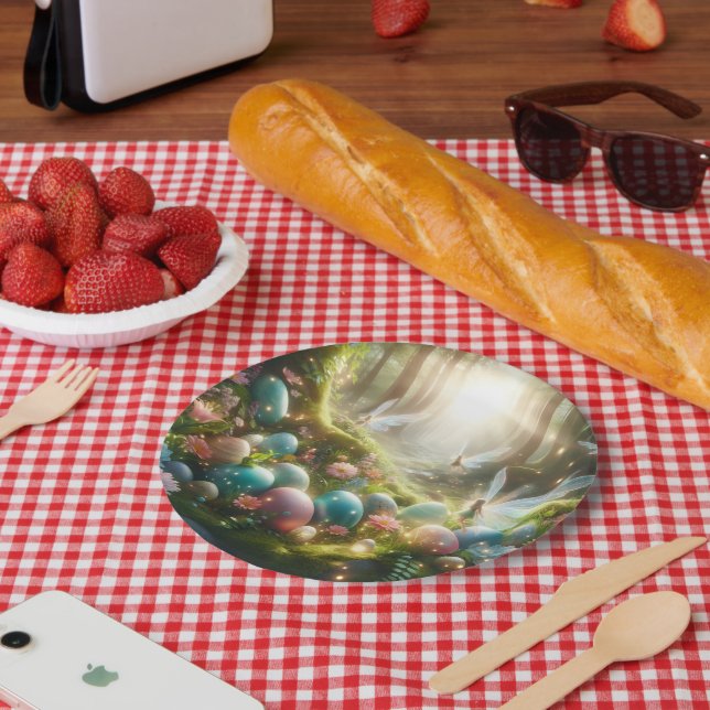Mystical Forest Fairy Magical Spring Eggs Paper Plate (Picnic)