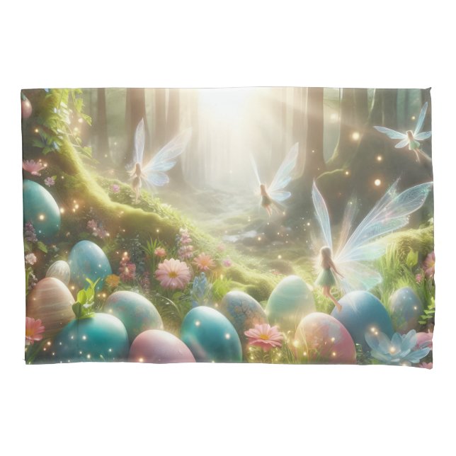 Mystical Forest Fairy Magical Spring Eggs Pillowcase (Front)