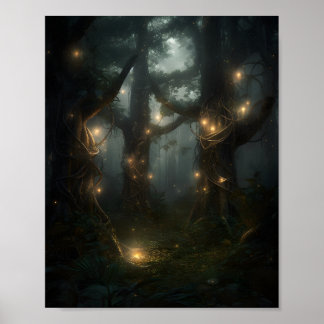 Mystical Forest Filled With Towering Trees Poster