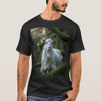 Mystical Forest Goat Among Moss | Dark Fantasy  T-Shirt