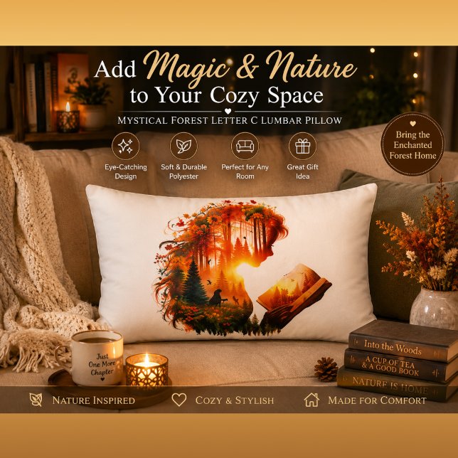 Mystical Forest Letter C Lumbar Pillow | Fantasy W (Creator Uploaded)