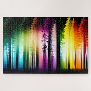 Mystical Forest of Kaleidoscope of Rainbow Colours Jigsaw Puzzle