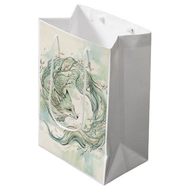 Mystical Fox Dragon Watercolor Art (1) Medium Gift Bag (Front Angled)