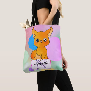 Mystical Fox with Dreamy Pastel Monogram Tote Bag