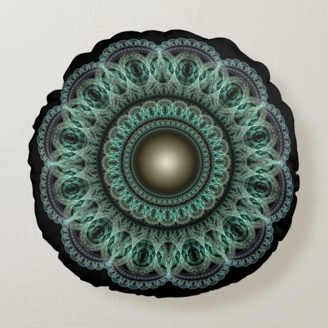 Mystical fractal round ornament cushion (Front)