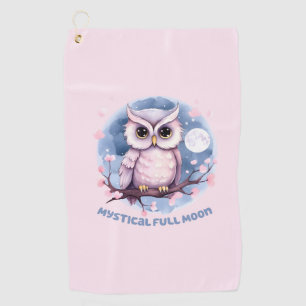 Mystical Full Moon – Pastel Purple Night Sky - Owl Golf Towel