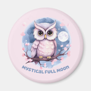 Mystical Full Moon – Pastel Purple Night Sky - Owl Magnet