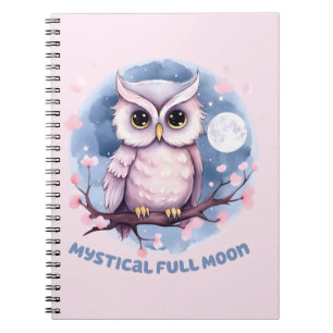 Mystical Full Moon – Pastel Purple Night Sky - Owl Notebook