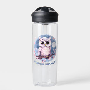Mystical Full Moon – Pastel Purple Night Sky - Owl Water Bottle