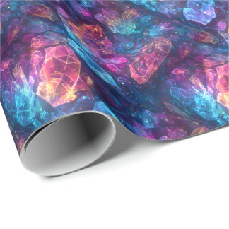 Mystical Glowing Crystals D&D Magic Fantasy Gems Wrapping Paper
