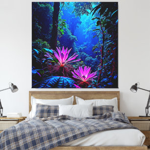 Mystical Glowing Jungle Bloom Design Canvas Print