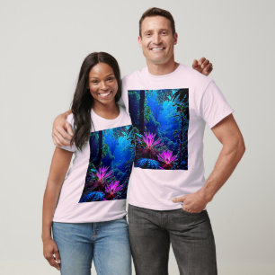 Mystical Glowing Jungle Bloom Design T-Shirt