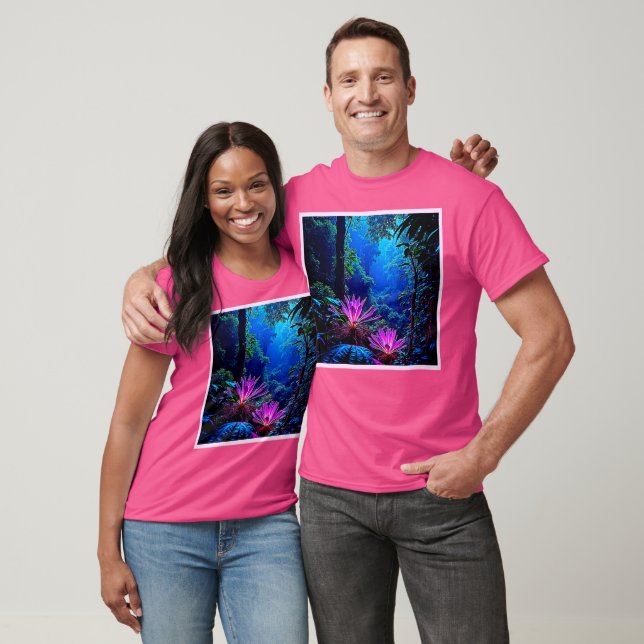 Mystical Glowing Jungle Bloom Design T-Shirt (Unisex)
