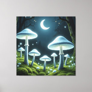 Mystical Glowing Mushrooms Canvas Print