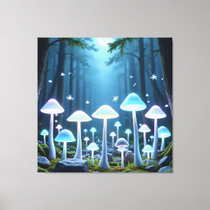 Mystical Glowing Mushrooms Canvas Print
