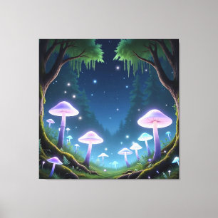 Mystical Glowing Mushrooms Canvas Print