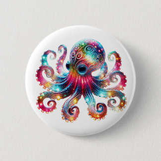 Mystical Glowing Octopus 6 Cm Round Badge