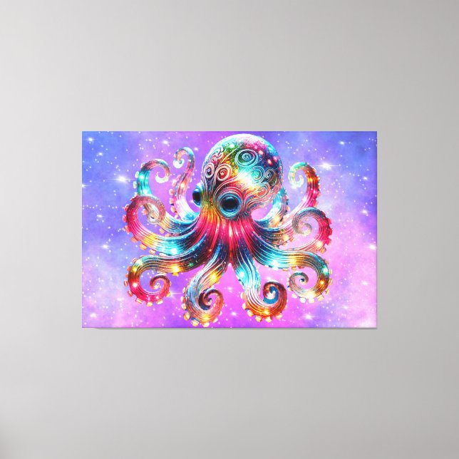 Mystical Glowing Octopus Canvas Print (Front)