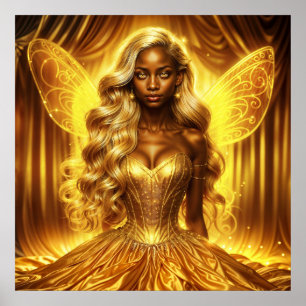 Mystical goddess of light with radiant fairy wings poster