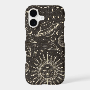 Mystical Gold and Black Sun and Moon Design 