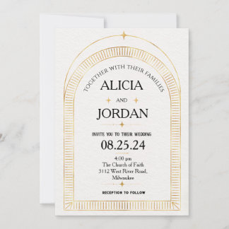 Mystical Gold Astronomy Wedding Invitation