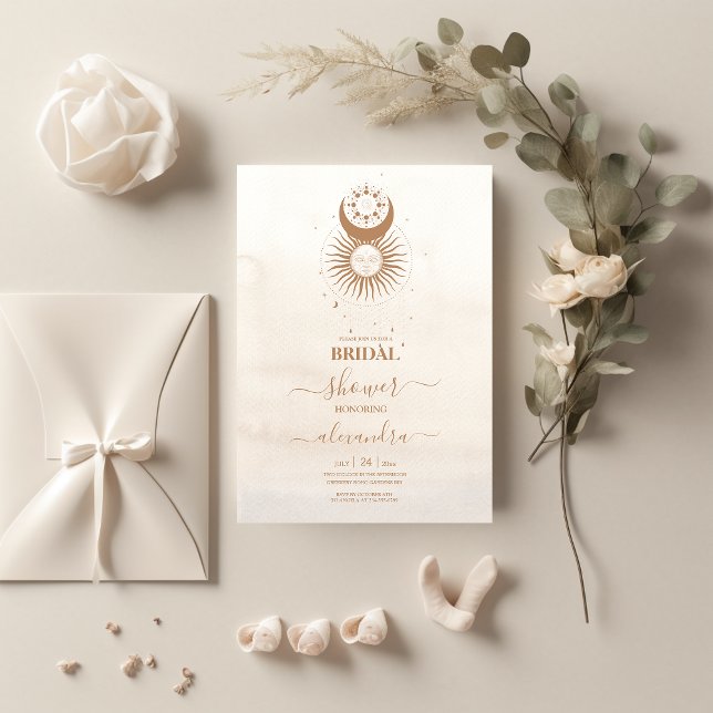 Mystical Gold Celestial Stars Bridal Shower Invitation (Creator Uploaded)
