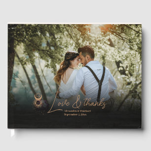 Mystical Gold Celestial Stars Wedding Guest Book