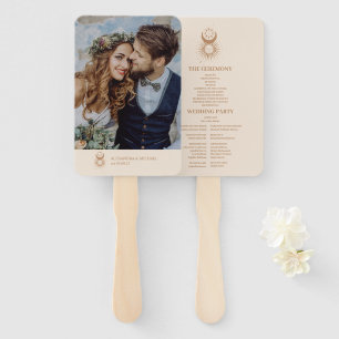 Mystical Gold Celestial Stars Wedding Hand Fan