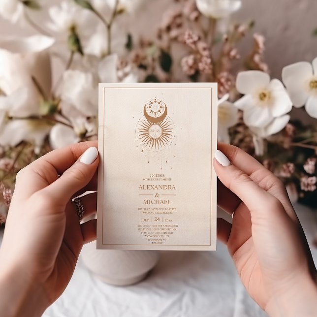 Mystical  Gold Celestial Stars Wedding  Invitation (Creator Uploaded)