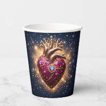 Mystical Golden Crowned Heart in Space