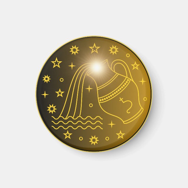 Mystical Golden Zodiac Aquarius Magnet (Front)