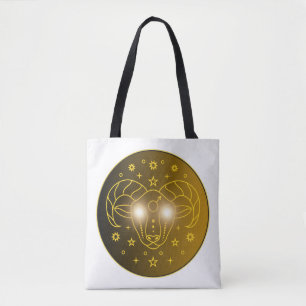 Mystical Golden Zodiac Aries Tote Bag