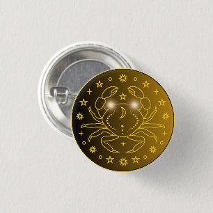 Mystical Golden Zodiac Cancer 3 Cm Round Badge