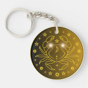 Mystical Golden Zodiac Cancer Key Ring
