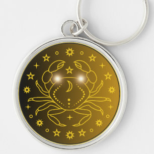 Mystical Golden Zodiac Cancer Key Ring