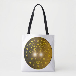 Mystical Golden Zodiac Capricorn Tote Bag
