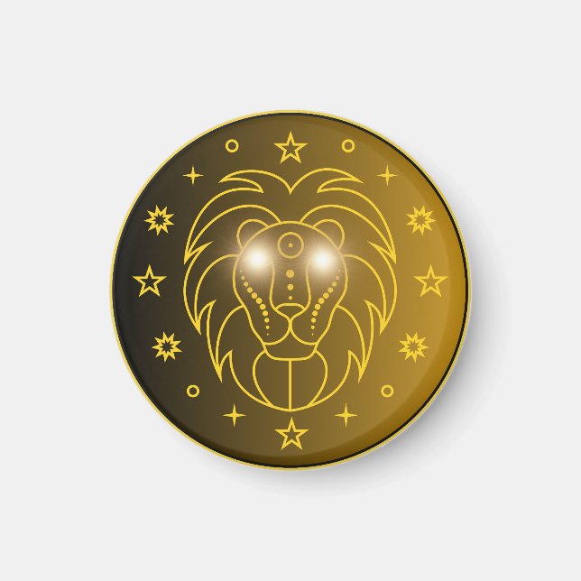 Mystical Golden Zodiac Leo Magnet (Front)