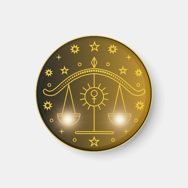 Mystical Golden Zodiac Libra Magnet (Front)