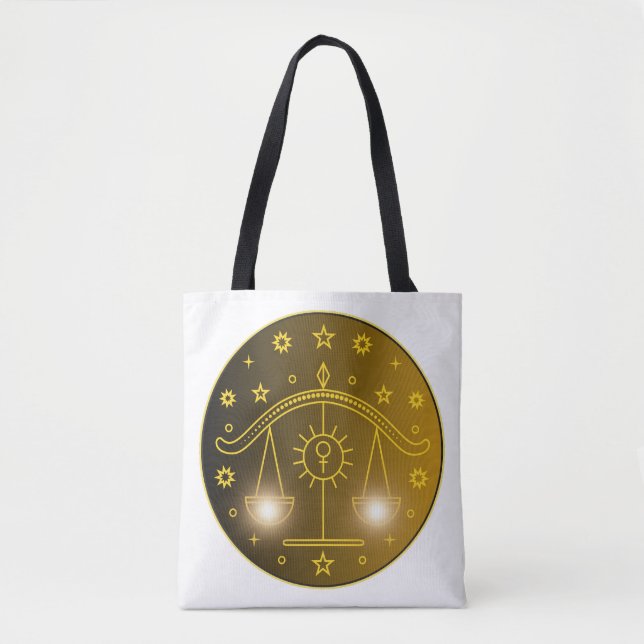 Mystical Golden Zodiac Libra Tote Bag (Front)