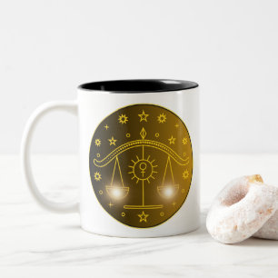 Mystical Golden Zodiac Libra Two-Tone Coffee Mug