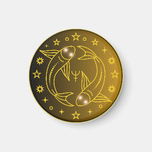 Mystical Golden Zodiac Pisces Magnet