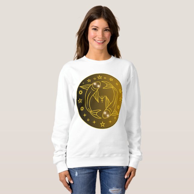 Mystical Golden Zodiac Pisces  Sweatshirt (Front Full)