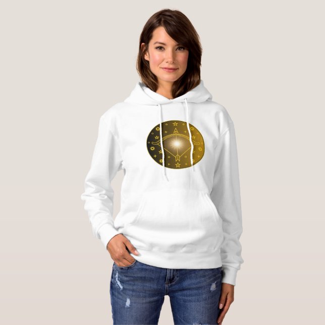 Mystical Golden Zodiac Sagittarius Hoodie (Front Full)
