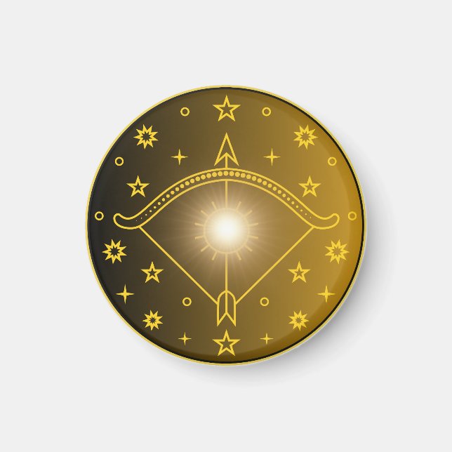 Mystical Golden Zodiac Sagittarius Magnet (Front)