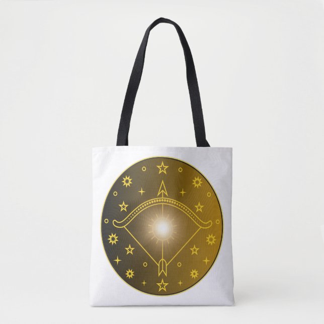 Mystical Golden Zodiac Sagittarius Tote Bag (Front)
