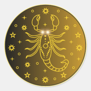 Mystical Golden Zodiac Scorpio Classic Round Sticker
