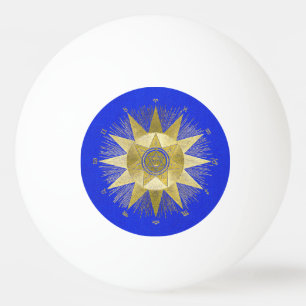 Mystical Golden Zodiac Sunburst Astrology Art Ping Pong Ball